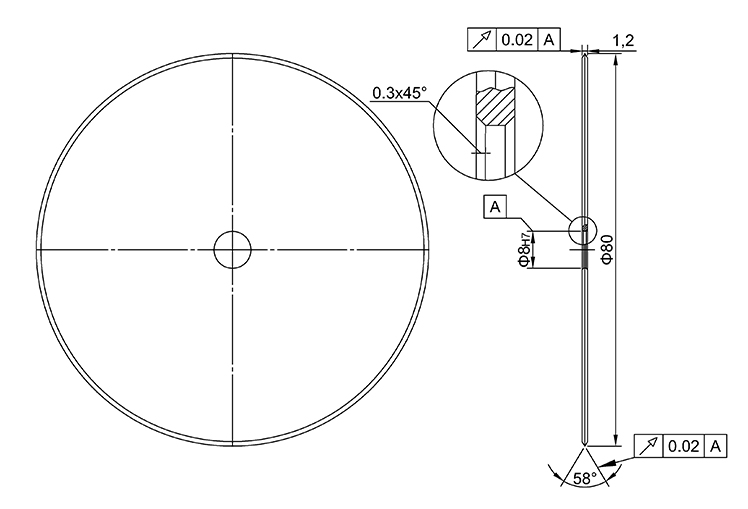 80mm Tungsten carbide cutter for glass